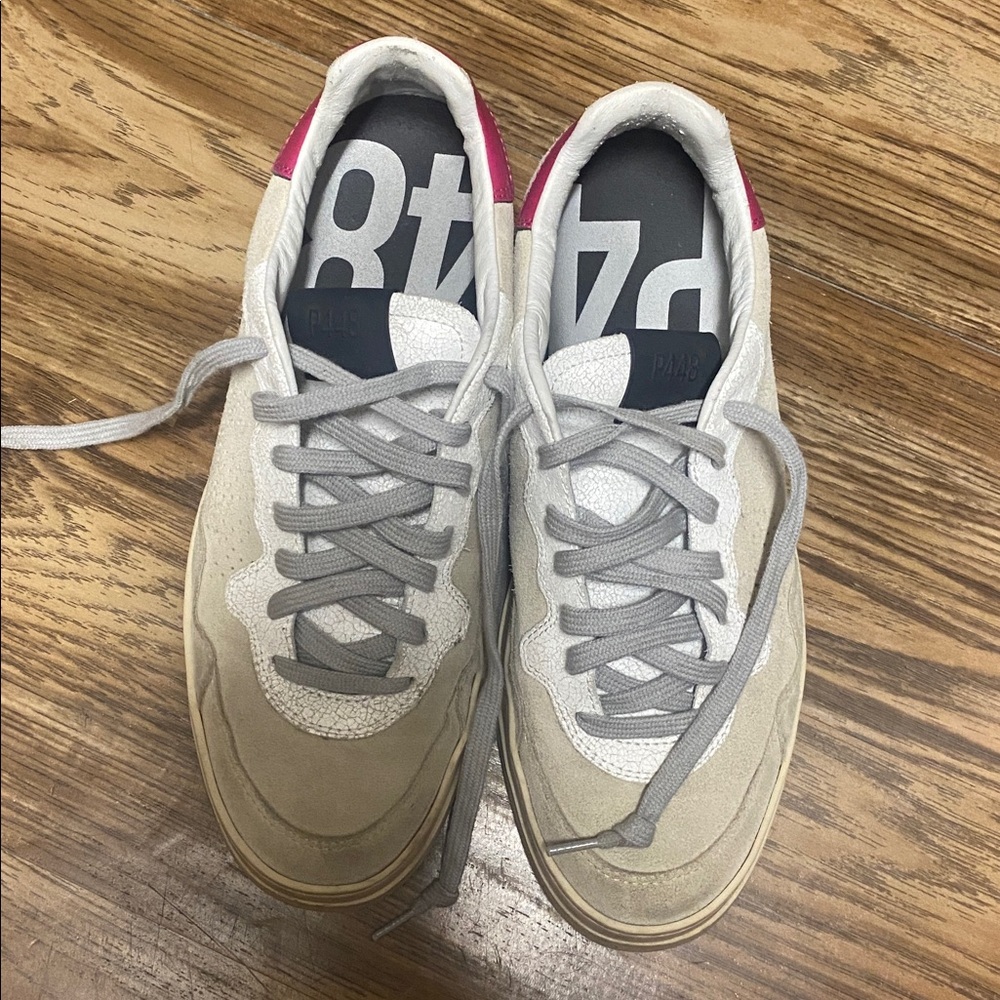 P448 Beige, Gray, and Pink Athletic Shoes